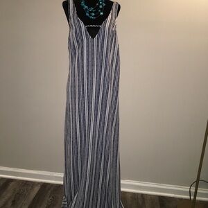 Mimi Chica Blue an White Stripped Maxi Dress Size Large